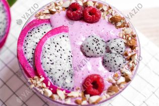 Raspberry Smoothie Bowl with Coconut Flakes